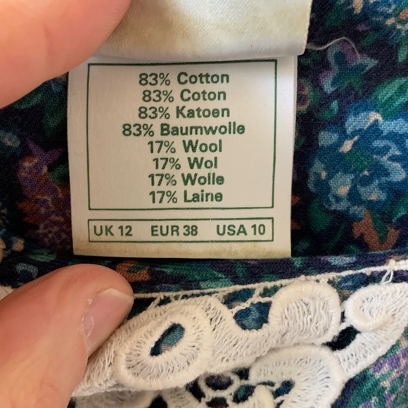 Laura Ashley, vintage, prairie, victorian, lace collar, greenish blue, eighties - Picture 8 of 16